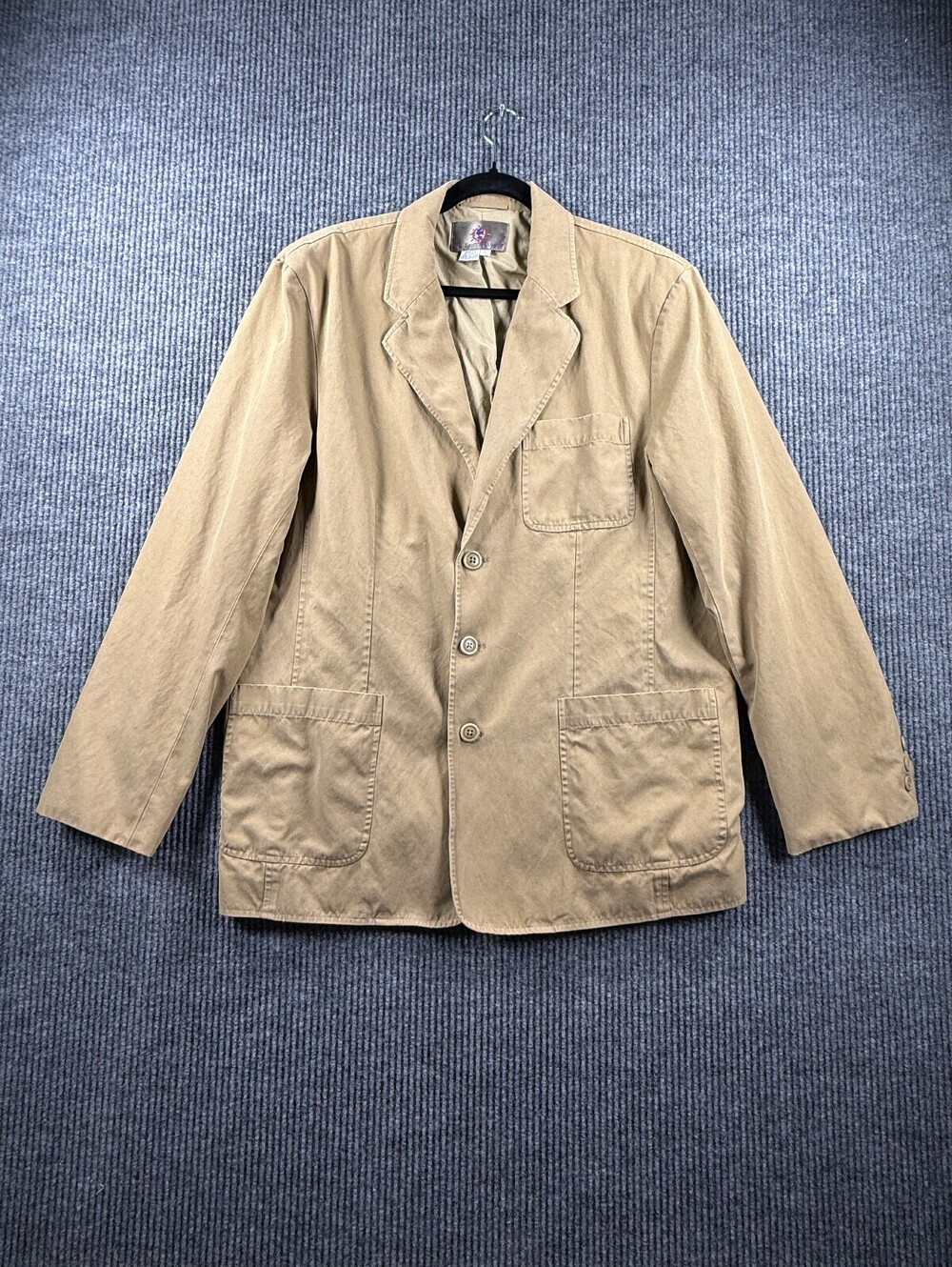 Vintage The Territory Ahead Sport Coat Mens L Khaki Lightweight Silk Blend